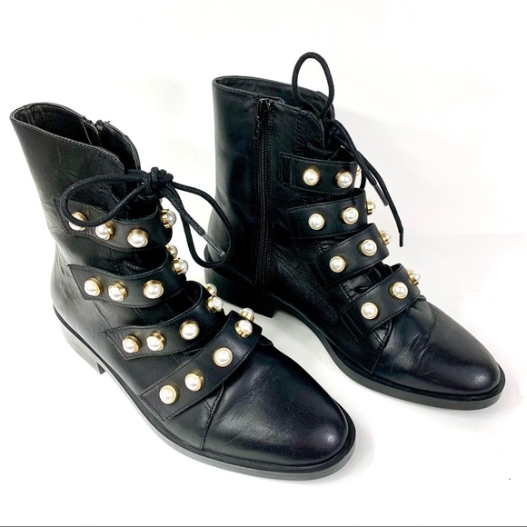 zara pearl biker boots